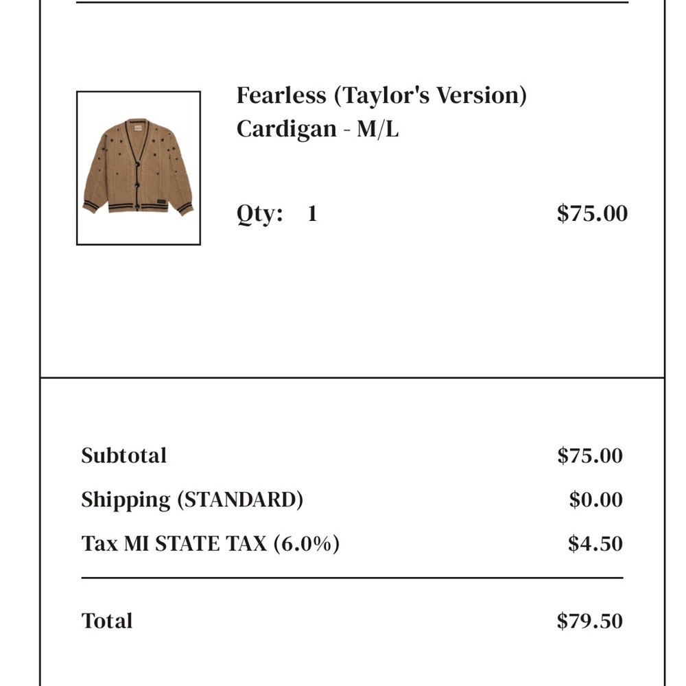 Taylor Swift Fearless Authentic Cardigan - Picture 6 of 6